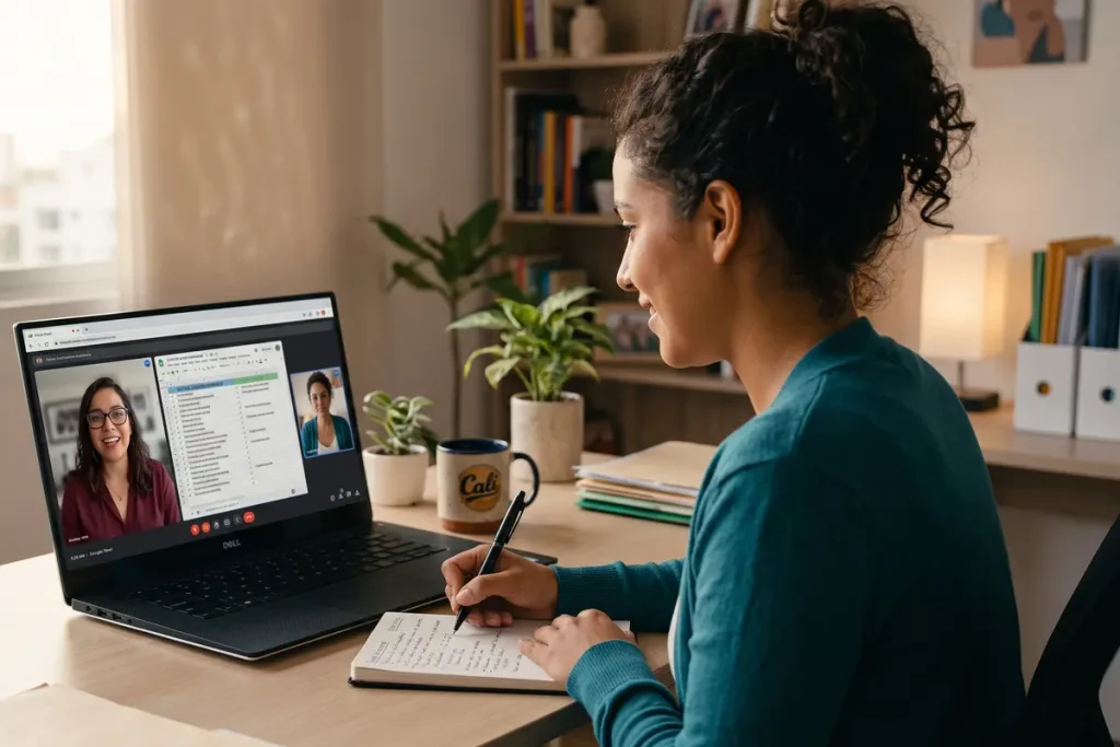 Virtual assistant working during a video call ensuring guaranteed service quality.